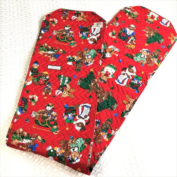 Table Runner Christmas Quilted Teddy Bear Toys  Mervyn's Vintage EUC - Picture 4 of 11
